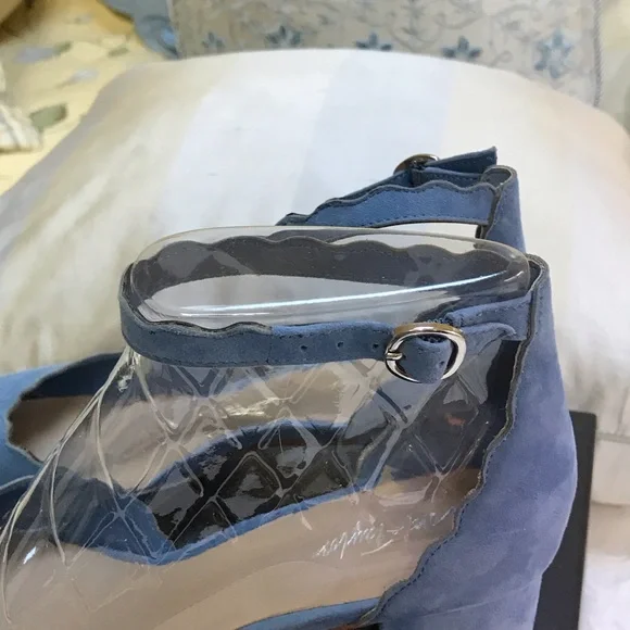 Lord & Taylor Blue Scalloped Ankle Strap Heels - Picture 5 of 8